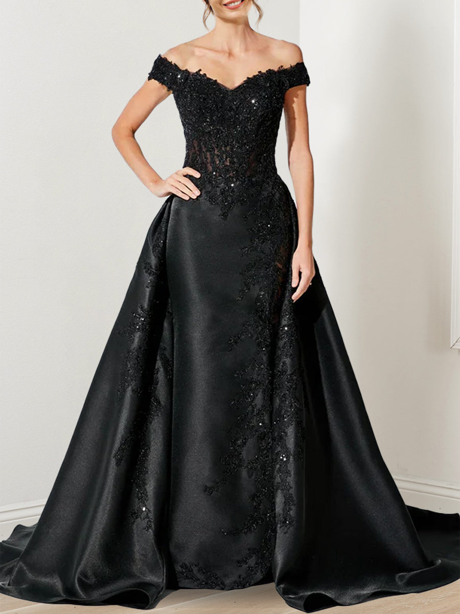 Off-the-Shoulder Princess A-Line Mother of the Bride Dresses with Sequins