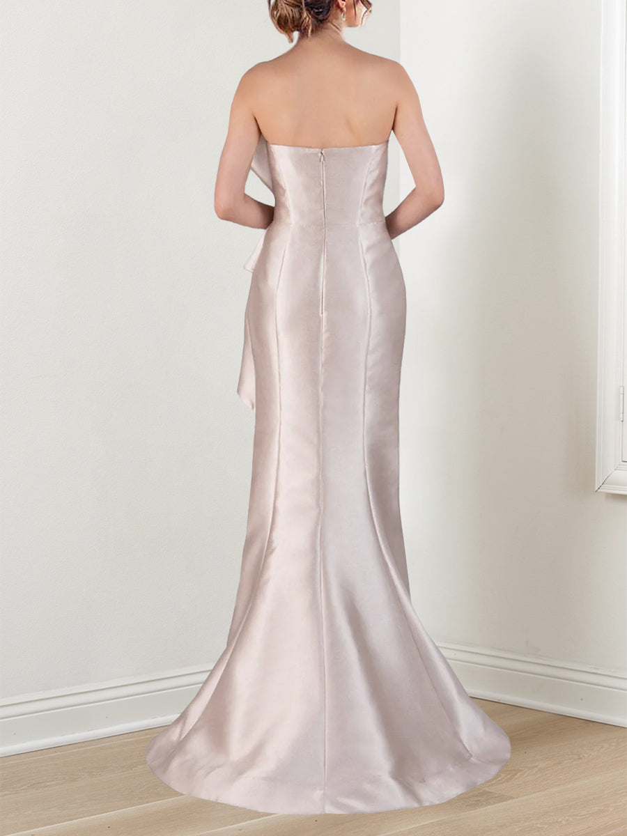 Satin Evening Dresses With Beading in Trumpet/Mermaid Styles Strapless