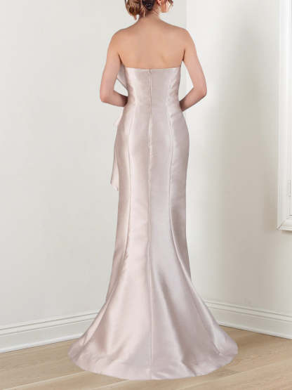 Satin Evening Dresses With Beading in Trumpet/Mermaid Styles Strapless