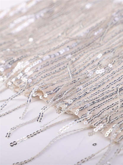 Silver Vintage V-Neck Sheath/Column Dresses with Sequins for Costume Parties