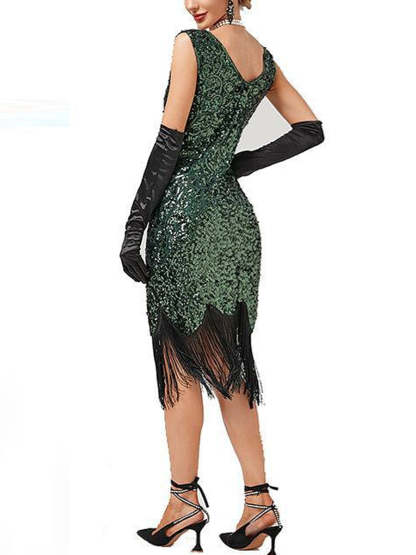 Vintage V-Neck Sheath/Column Mini Dresses with Sequins for Costume Parties