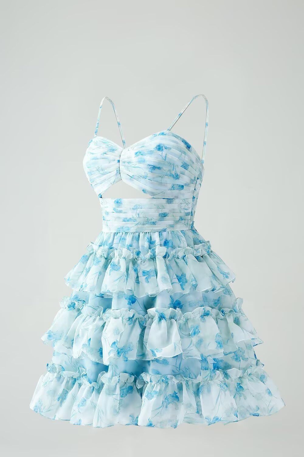 Short/Mini Spaghetti Straps Ball Gown with Ruffles for Homecoming
