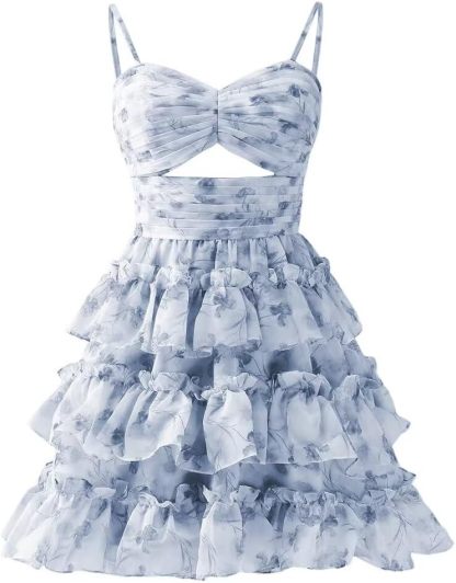 Short/Mini Spaghetti Straps Ball Gown with Ruffles for Homecoming