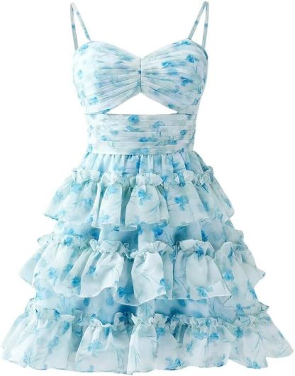 Short/Mini Spaghetti Straps Ball Gown with Ruffles for Homecoming