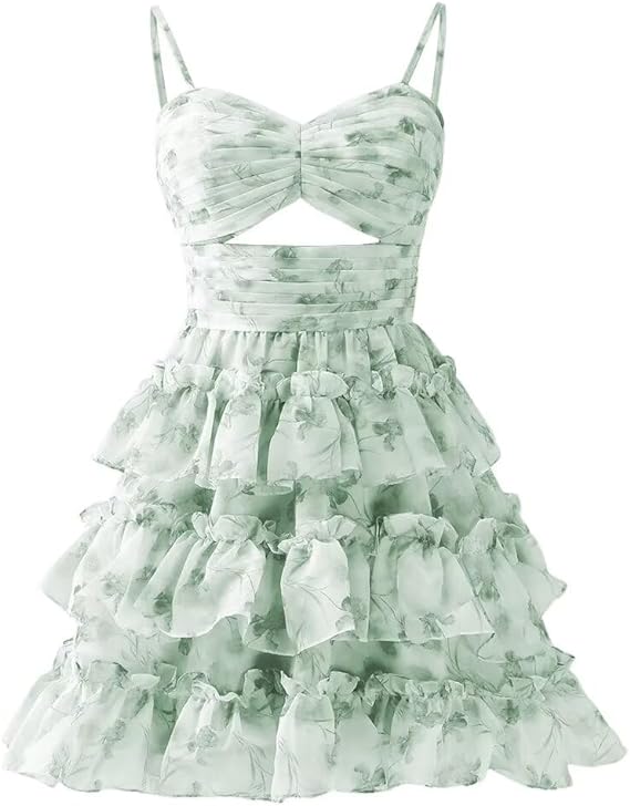 Short/Mini Spaghetti Straps Ball Gown with Ruffles for Homecoming