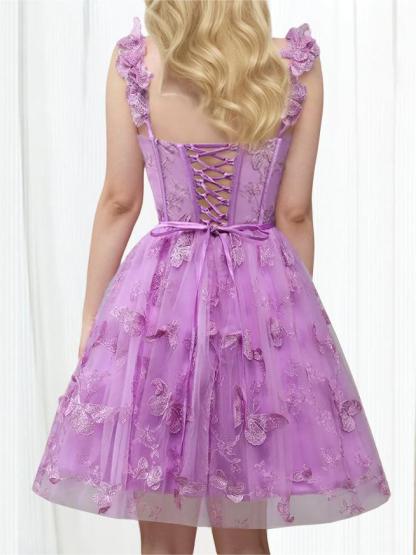 Sleeveless Mini A-Line Princess Cocktail Dress with Off-the-Shoulder Embroidery for Party Dance or Homecoming-BMbridal.UK