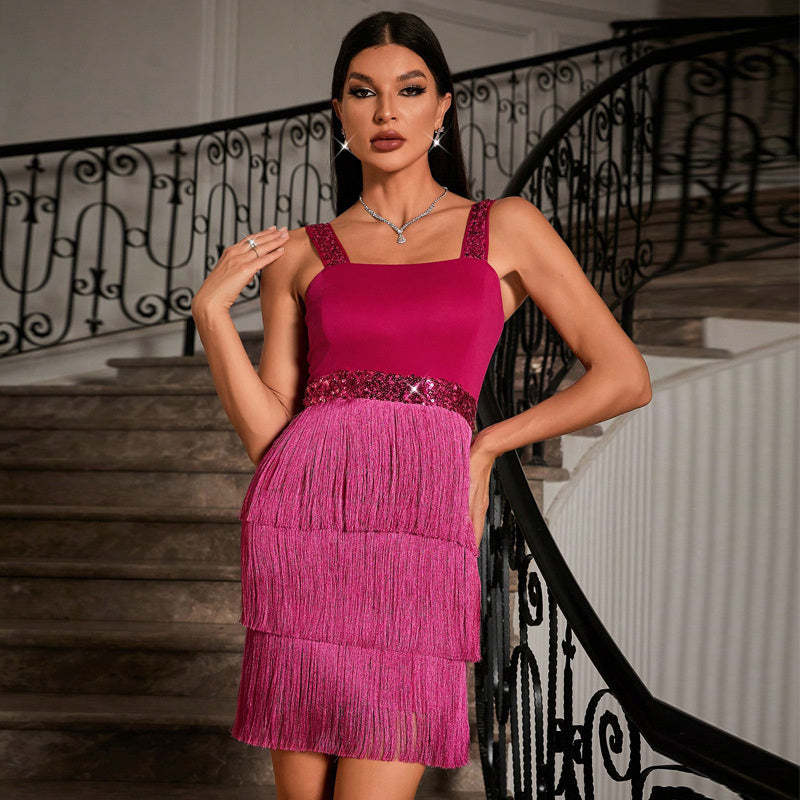 Vintage 1920s Sheath Dress with Tassels for Costume Parties