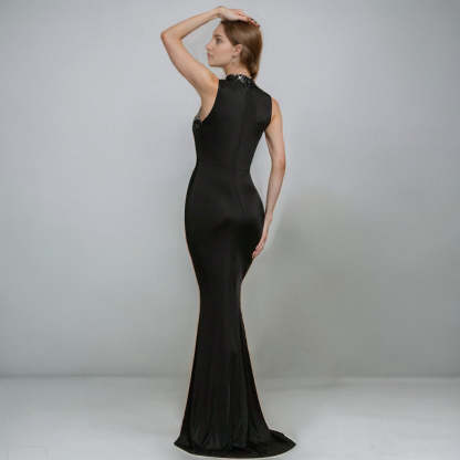 Vintage Sequin Party Dress with Mermaid/Trumpet Sleeveless Long Design