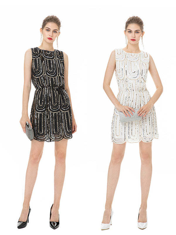 Vintage 1920s Sleeveless Mini Dress with Column/Sheath Silhouette