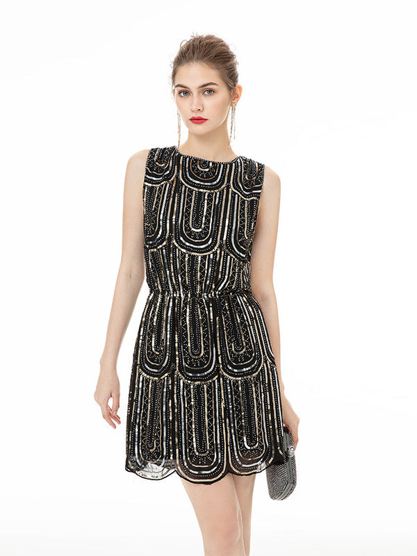 Vintage 1920s Sleeveless Mini Dress with Column/Sheath Silhouette