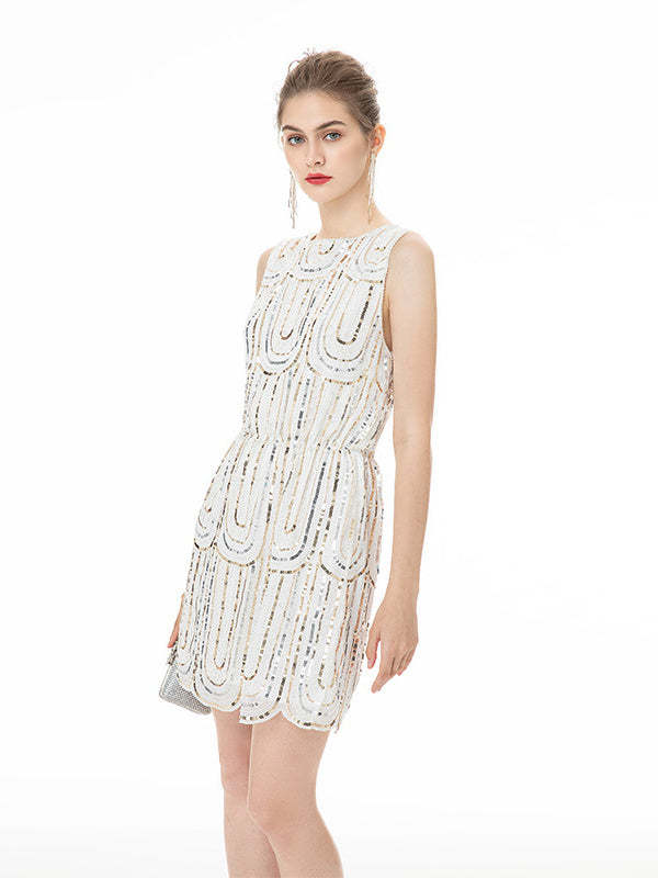 Vintage 1920s Sleeveless Mini Dress with Column/Sheath Silhouette