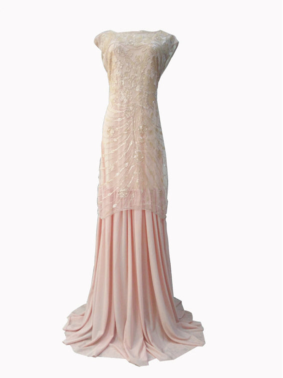 Vintage 1920s Ankle-Length Party Dresses with Sequins and Jewel Neck in Column/Sheath Style
