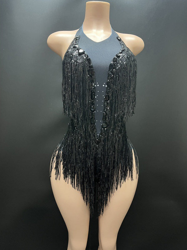 Vintage Party Dresses with Halter Tassels in Column/Sheath Style