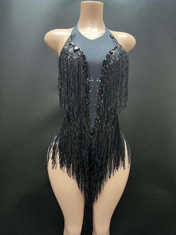 Vintage Party Dresses with Halter Tassels in Column/Sheath Style