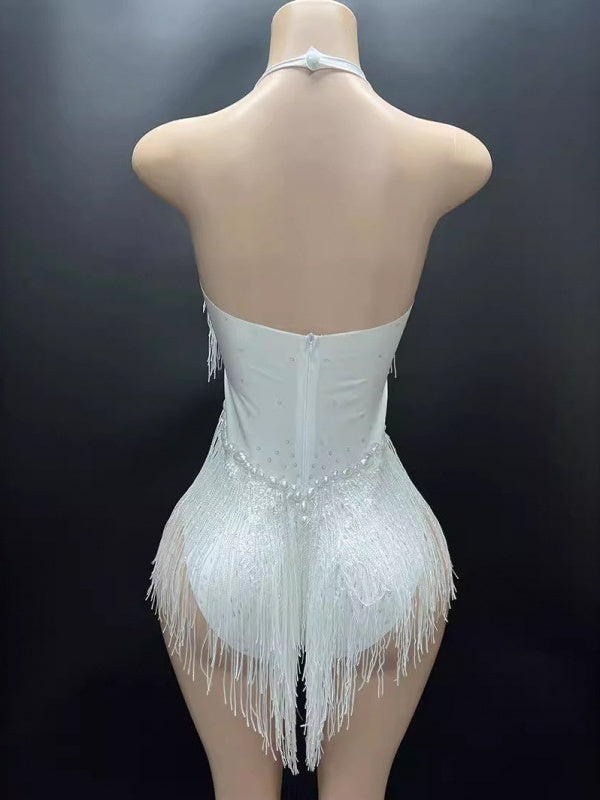 Vintage Halter Dress with Tassels in Short/Sheath Style for Parties