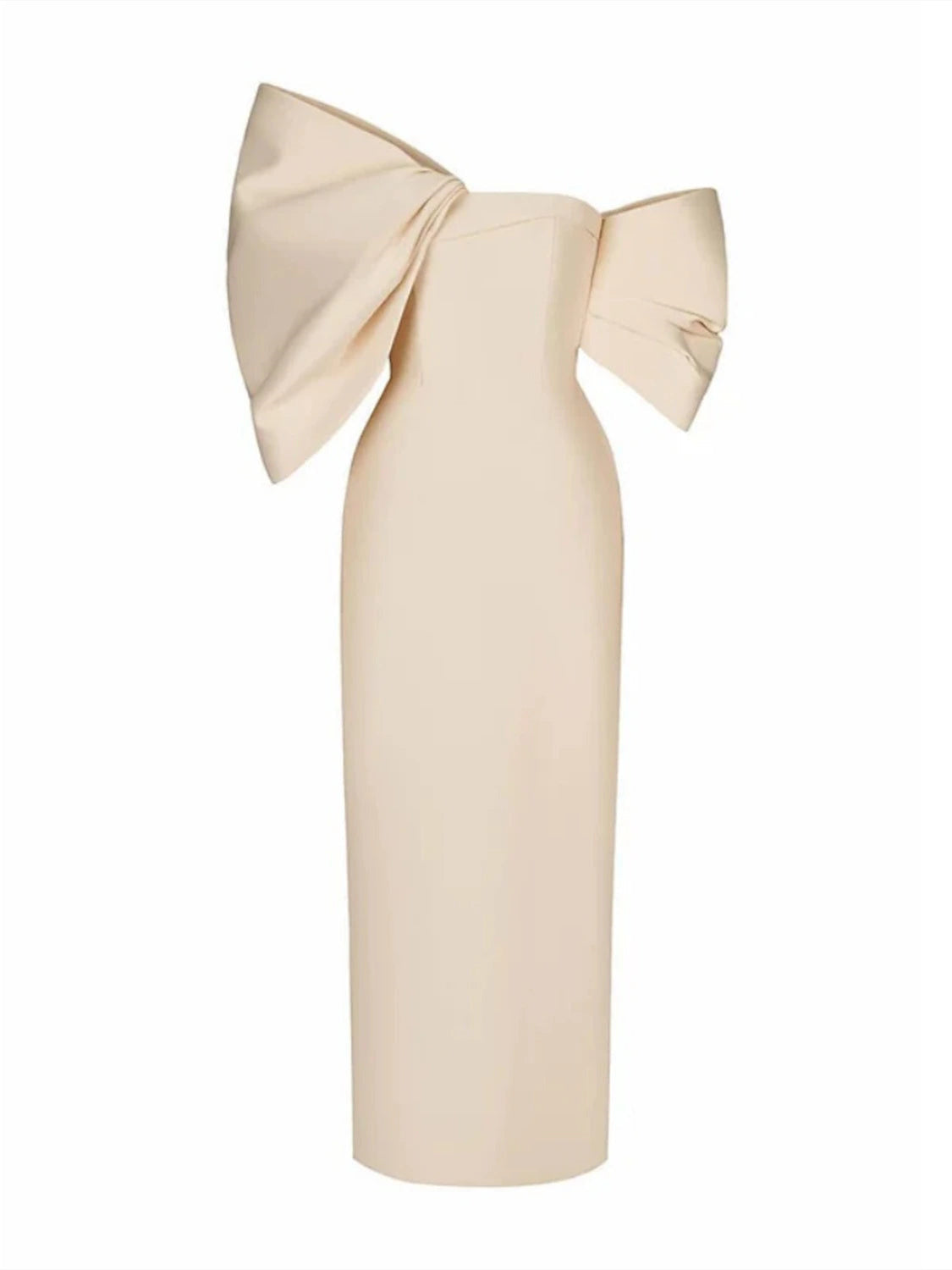 Off-the-Shoulder Evening Gowns With Bow(s) - Half Sleeve Sheath/Column Style