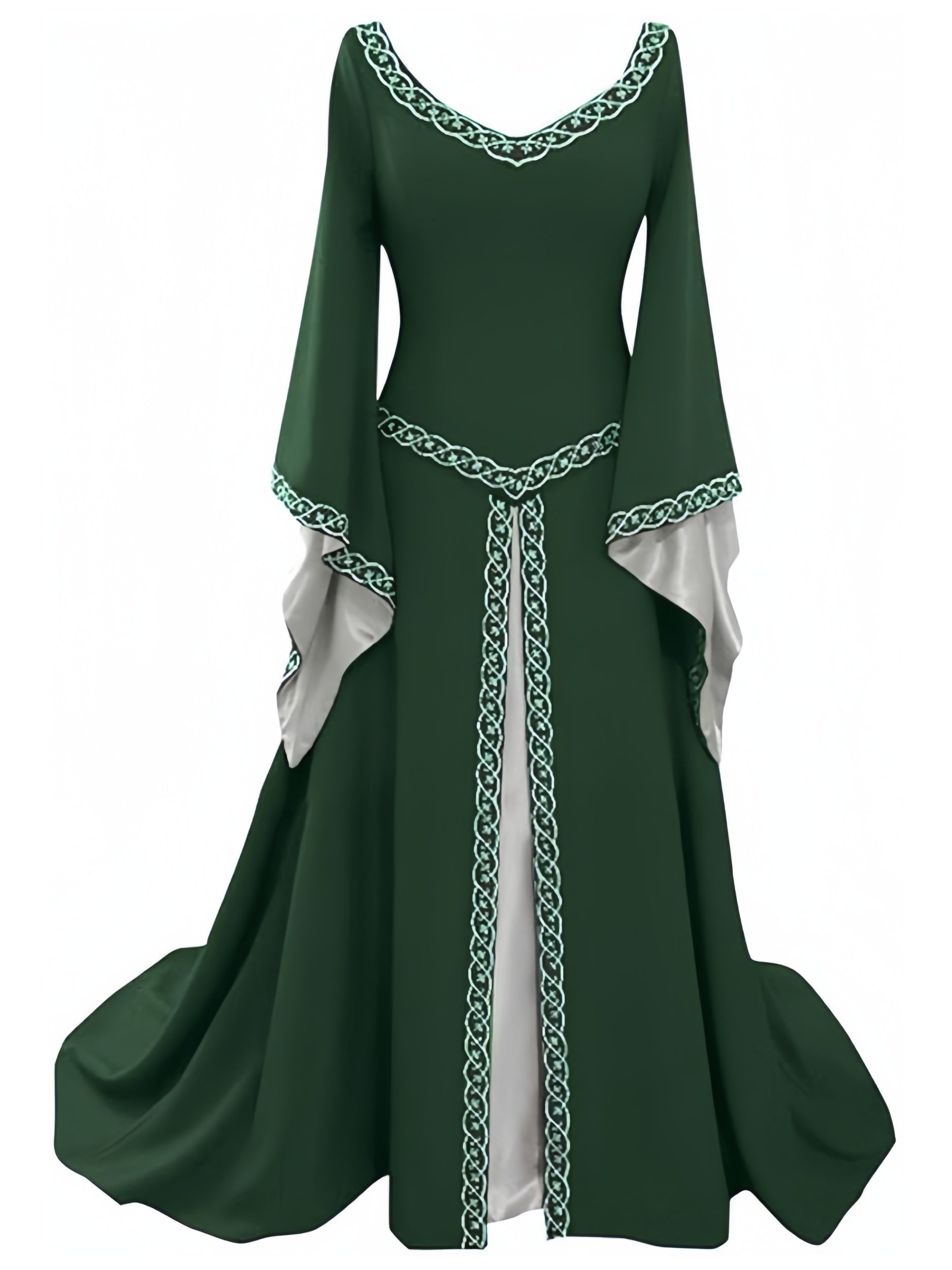 Vintage A-Line Dress with Princess V-Neck and Long Asymmetrical Sleeves