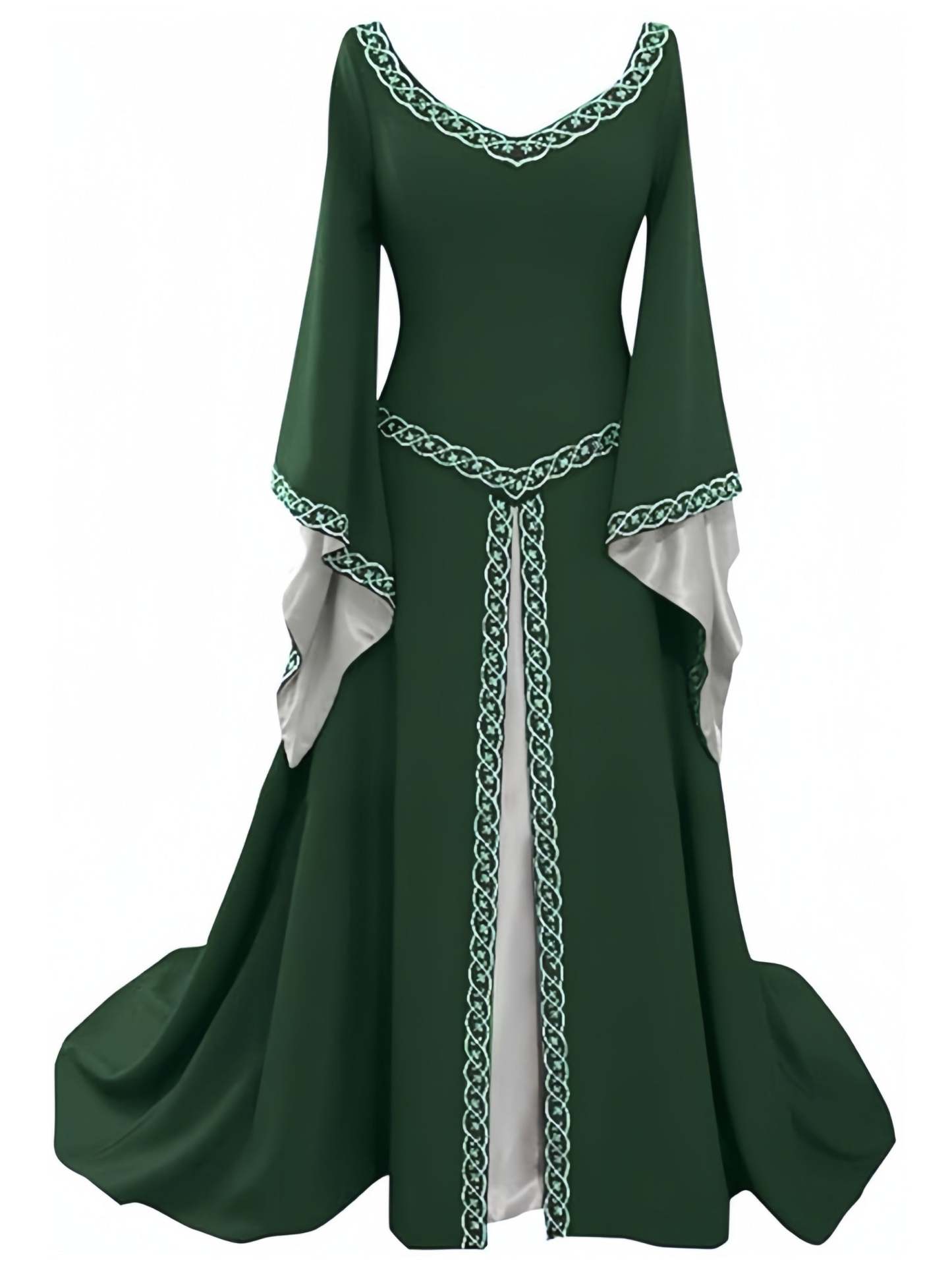 Vintage A-Line Dress with Princess V-Neck and Long Asymmetrical Sleeves