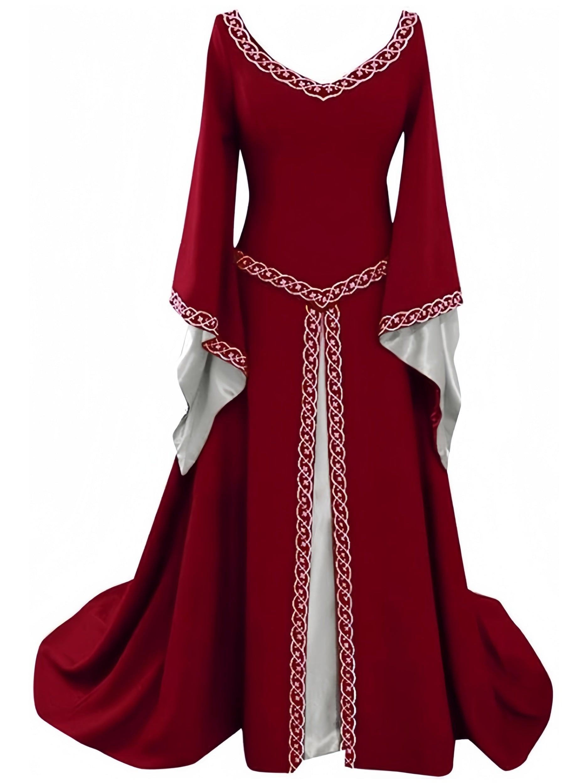 Vintage A-Line Dress with Princess V-Neck and Long Asymmetrical Sleeves