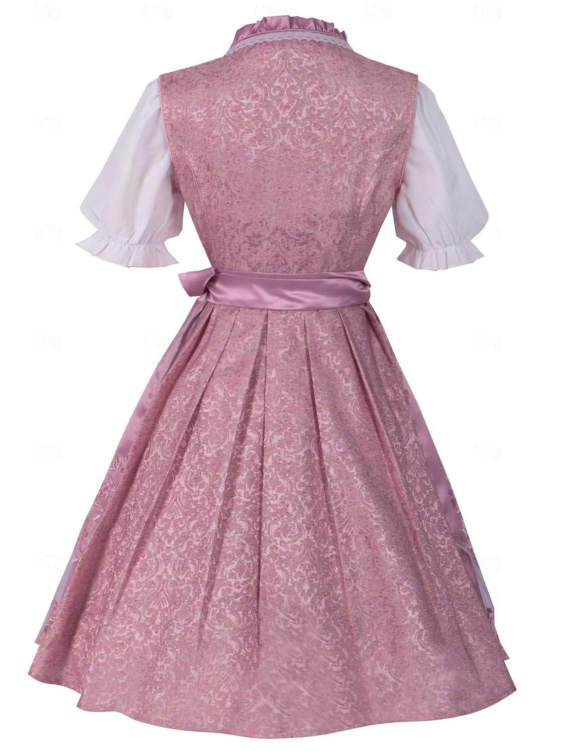 Vintage Knee-Length A-Line Dress with Jewel Neck Half Sleeves and Bowknot