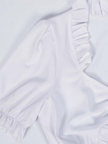 Vintage Knee-Length A-Line Dress with Jewel Neck Half Sleeves and Bowknot