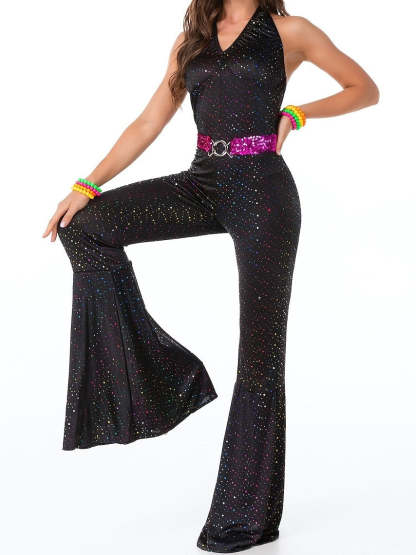 Vintage Sleeveless V-neck Pantsuits in Chiffon
