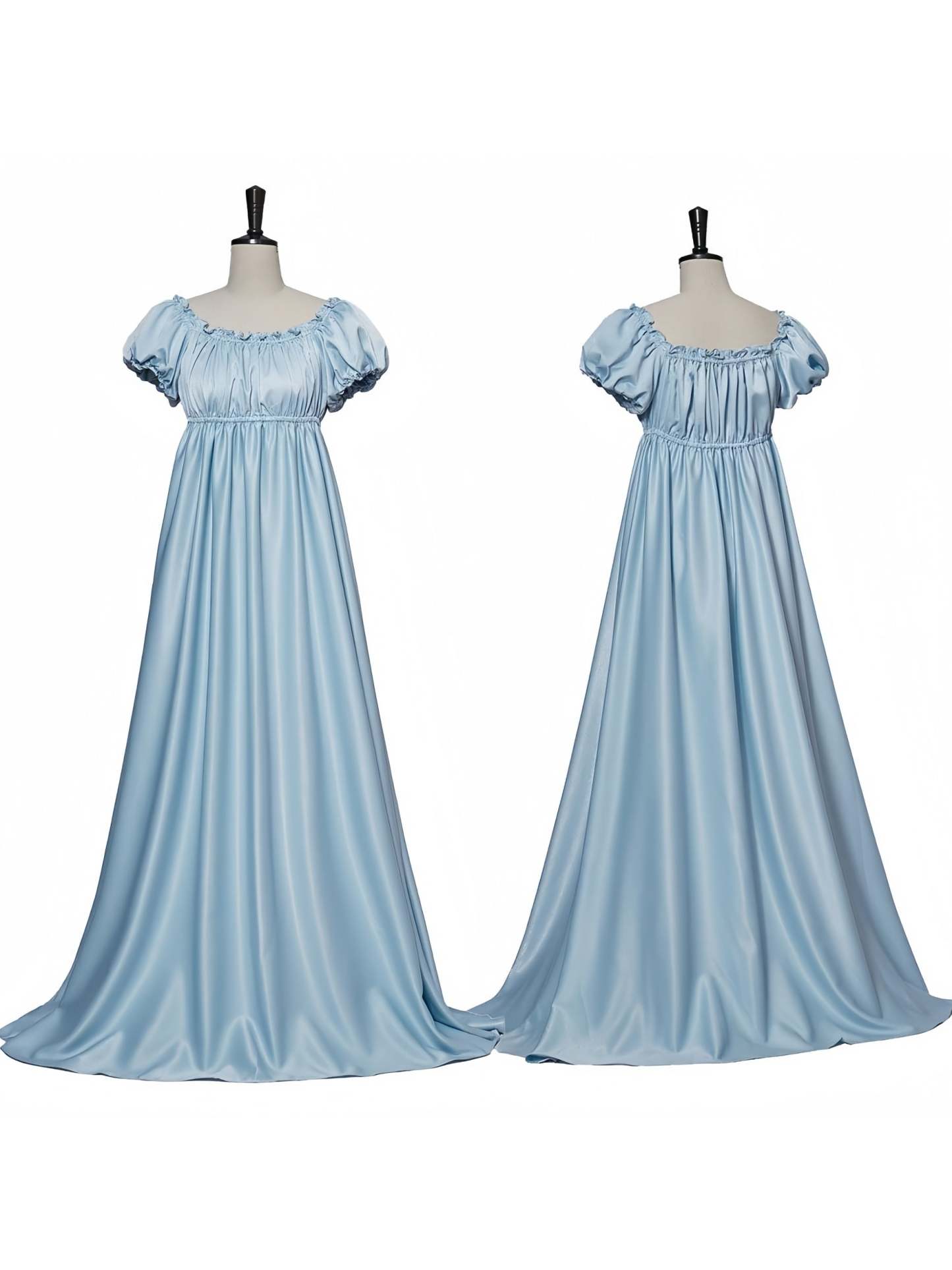 Vintage A-Line Princess Dress with Jewel Neck Short Sleeves and Floor-Length Ruffles