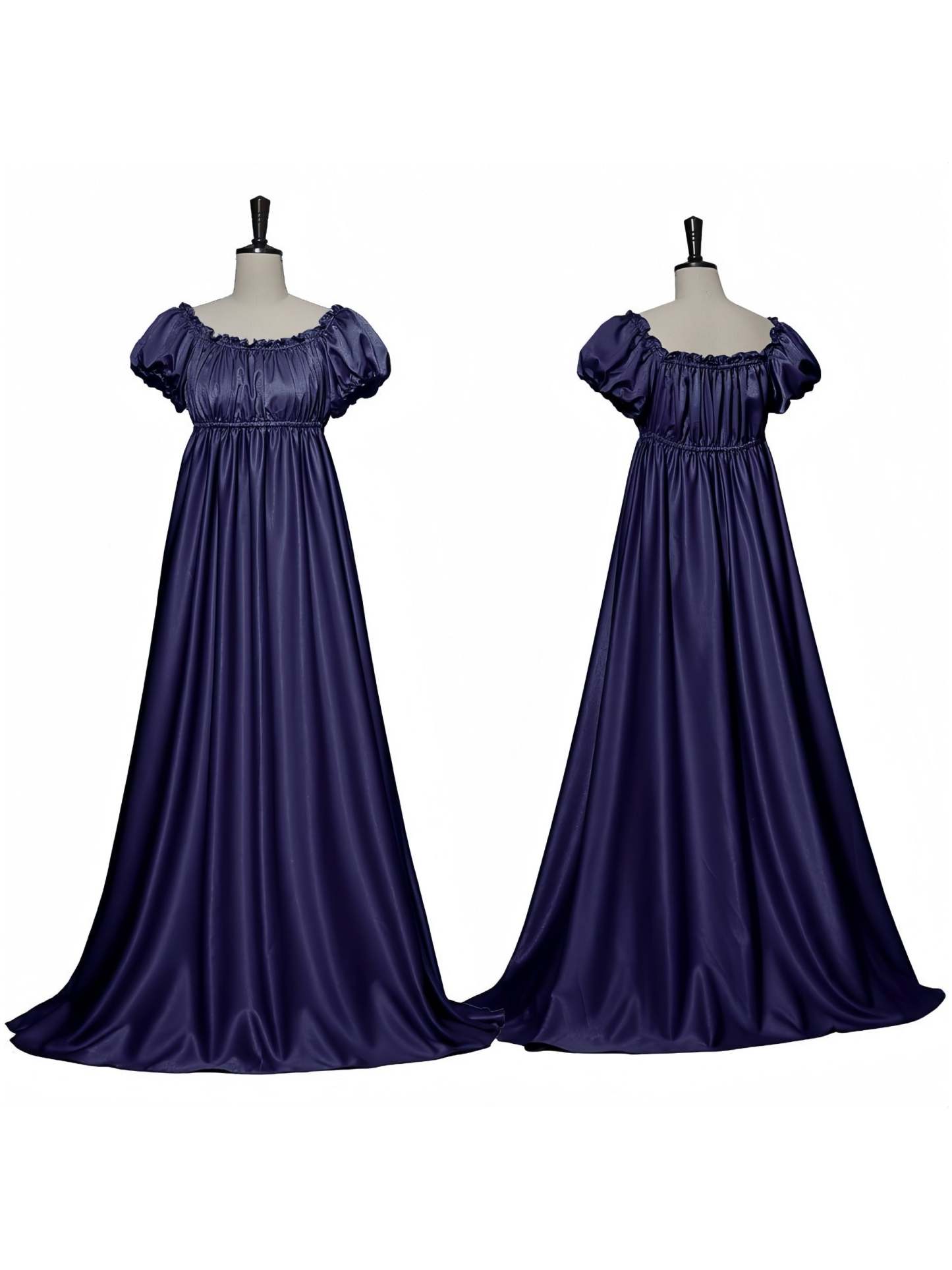 Vintage A-Line Princess Dress with Jewel Neck Short Sleeves and Floor-Length Ruffles