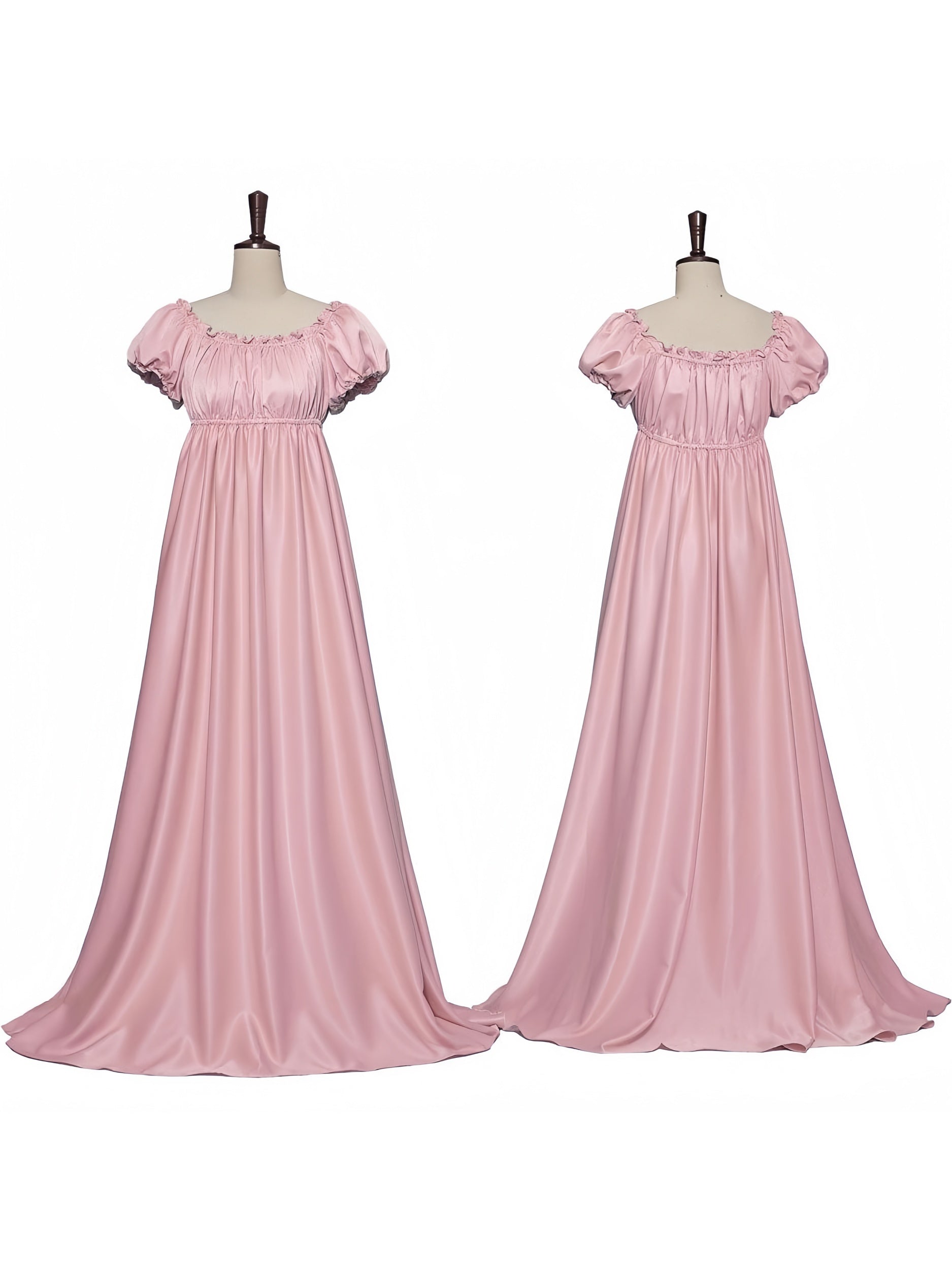 Vintage A-Line Princess Dress with Jewel Neck Short Sleeves and Floor-Length Ruffles