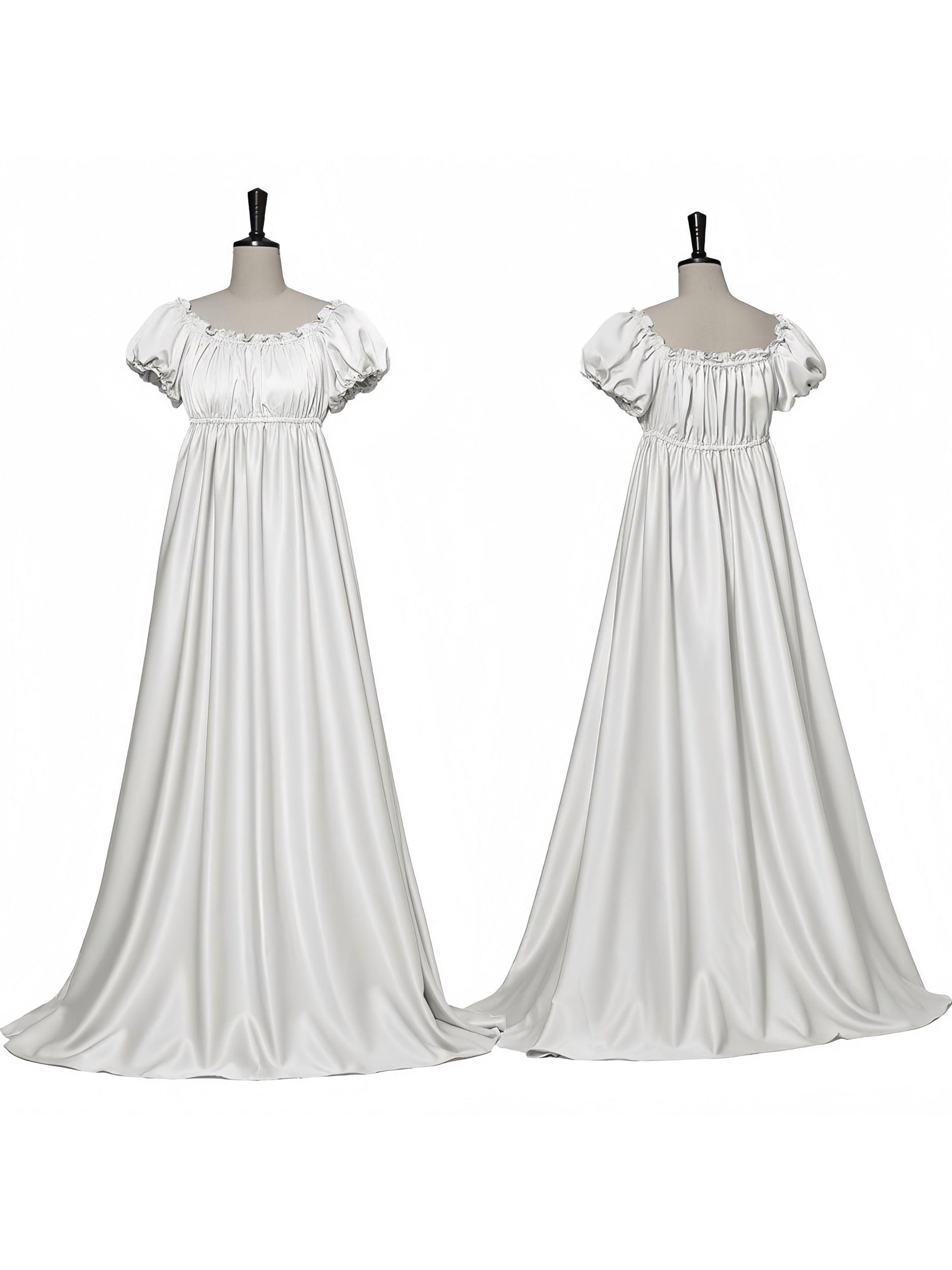 Vintage A-Line Princess Dress with Jewel Neck Short Sleeves and Floor-Length Ruffles