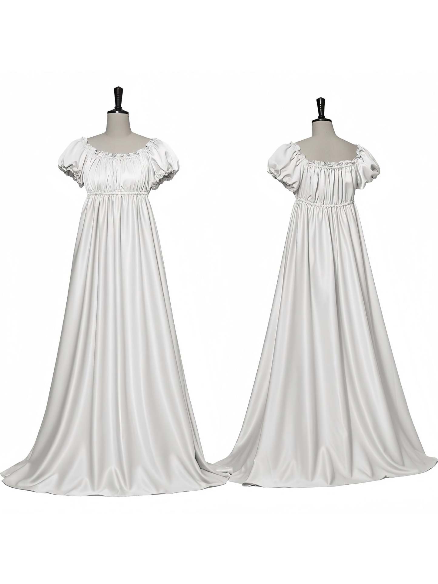 Vintage A-Line Princess Dress with Jewel Neck Short Sleeves and Floor-Length Ruffles
