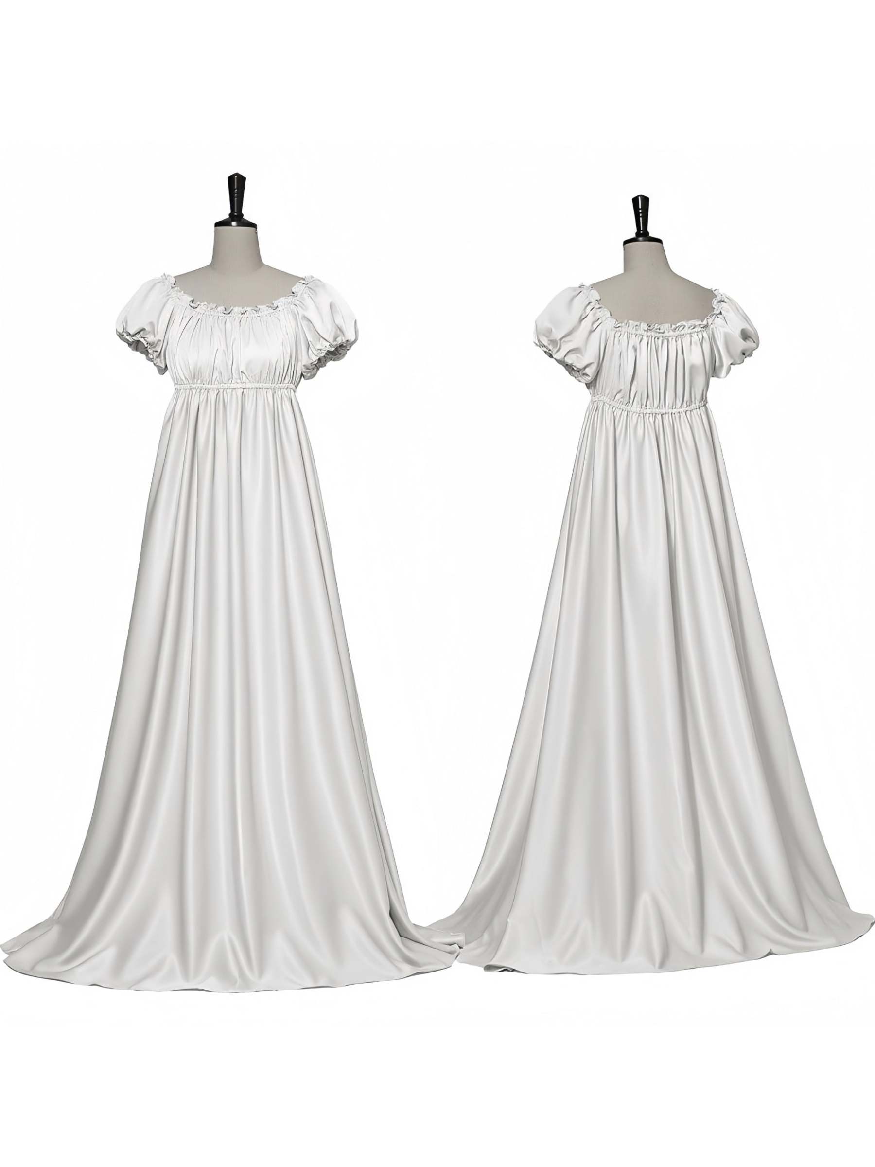 Vintage A-Line Princess Dress with Jewel Neck Short Sleeves and Floor-Length Ruffles