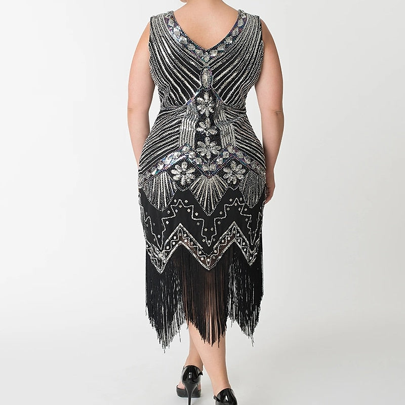 Vintage Tea-Length Sleeveless A-Line/Princess V-Neck Dress Set with Feather Headband Earrings Necklace and Gloves-BMbridal.UK