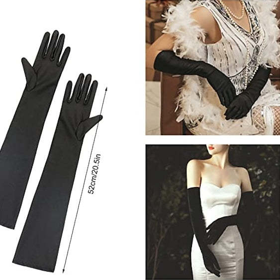 Vintage Tea-Length Sleeveless A-Line/Princess V-Neck Dress Set with Feather Headband Earrings Necklace and Gloves-BMbridal.UK