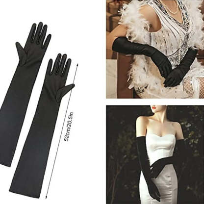 Vintage Tea-Length Sleeveless A-Line/Princess V-Neck Dress Set with Feather Headband Earrings Necklace and Gloves-BMbridal.UK