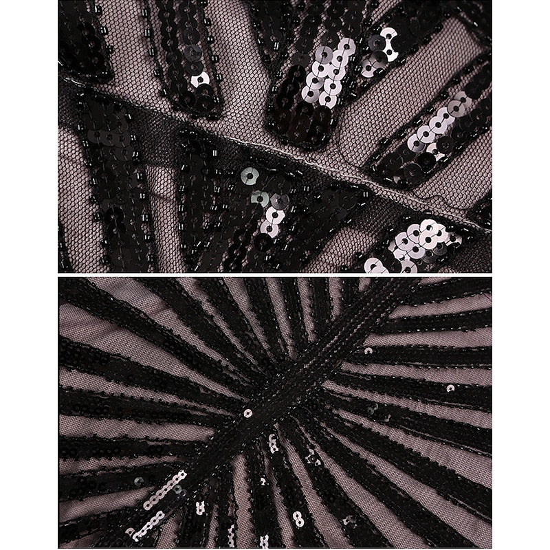 Vintage sequin A-line princess dress with jewel neck and floor-length hem