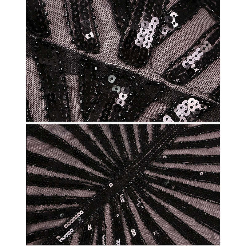 Vintage sequin A-line princess dress with jewel neck and floor-length hem