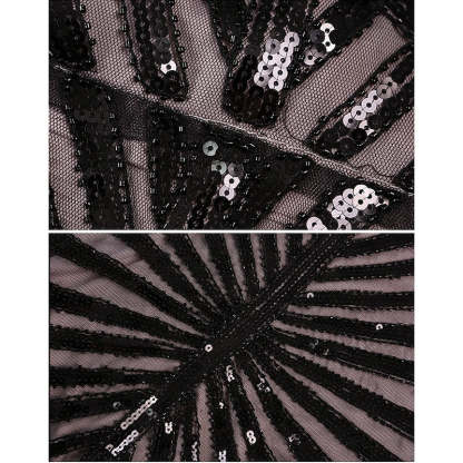 Vintage sequin A-line princess dress with jewel neck and floor-length hem