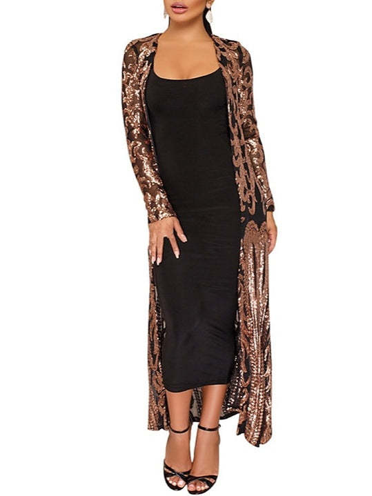 Vintage Tea-Length Sheath Dress with Sequins and Jewel Neckline