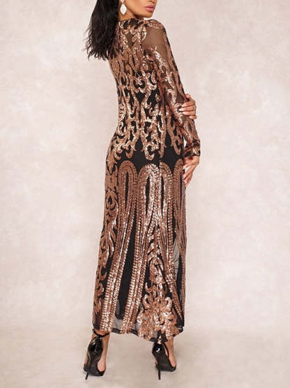 Vintage Tea-Length Sheath Dress with Sequins and Jewel Neckline