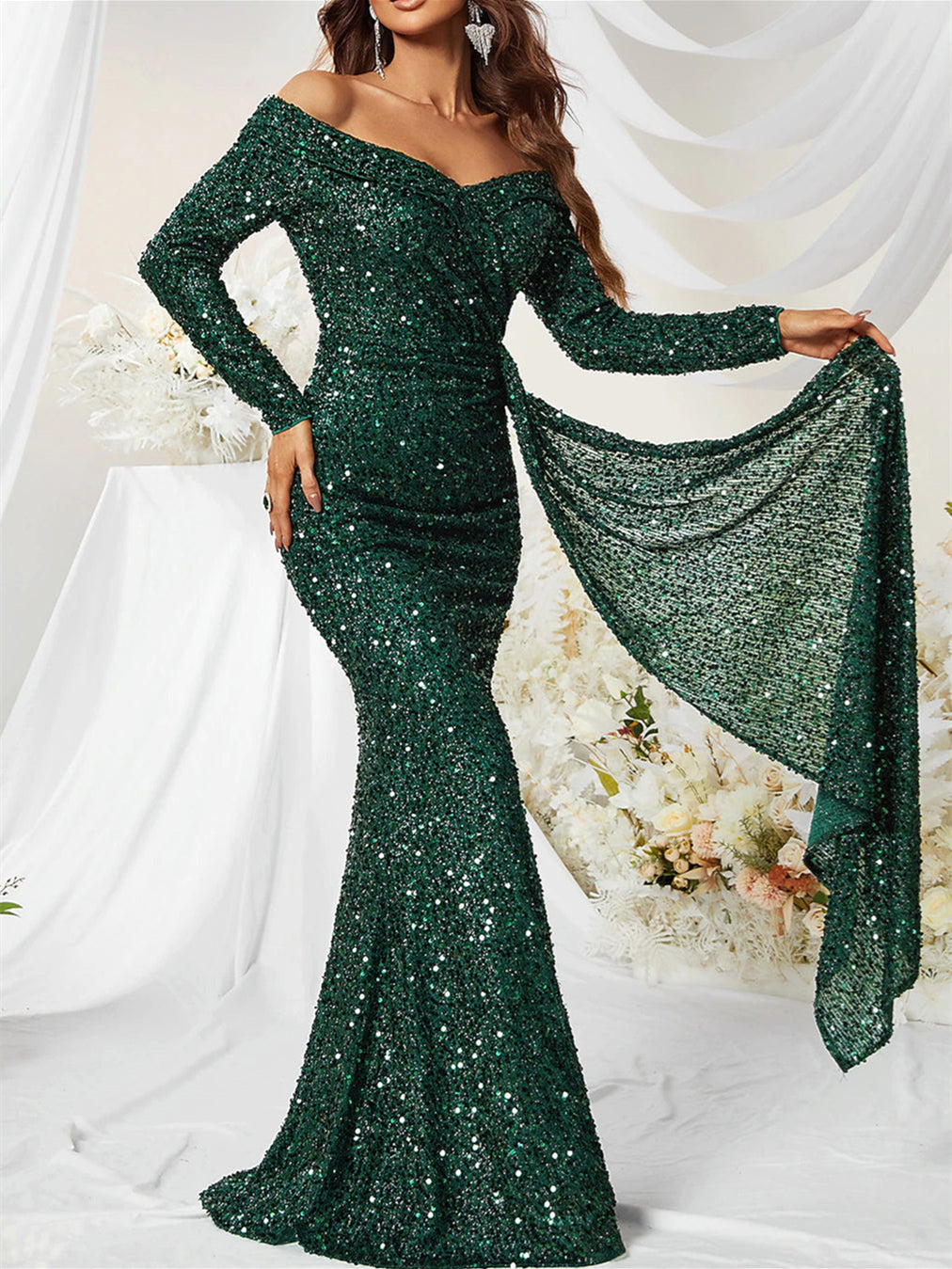 Sparkly Sequin Evening Dresses with Mermaid/Trumpet Sweep Train