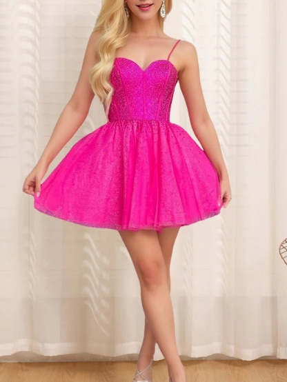 Sweetheart Sleeveless A-Line Princess Mini/Short Cocktail Party Homecoming Dress With Beandings