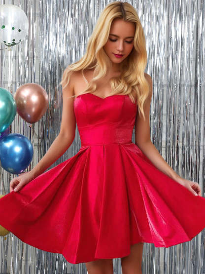 Strapless Sleeveless A-Line/Princess Mini/Short Cocktail Party Homecoming Dance Dress