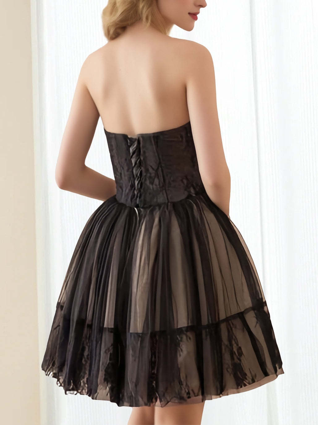Strapless Sleeveless Mini A-Line Cocktail Dress with Corset for Party or Homecoming