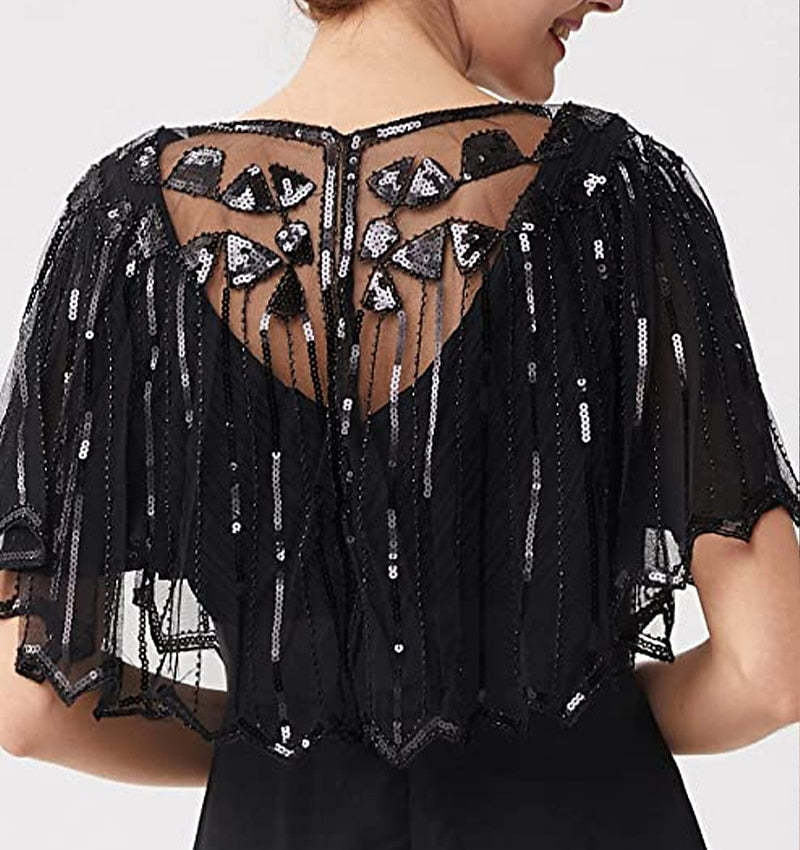 Evening Cape Shawl with Sequin Beads from the 1920s