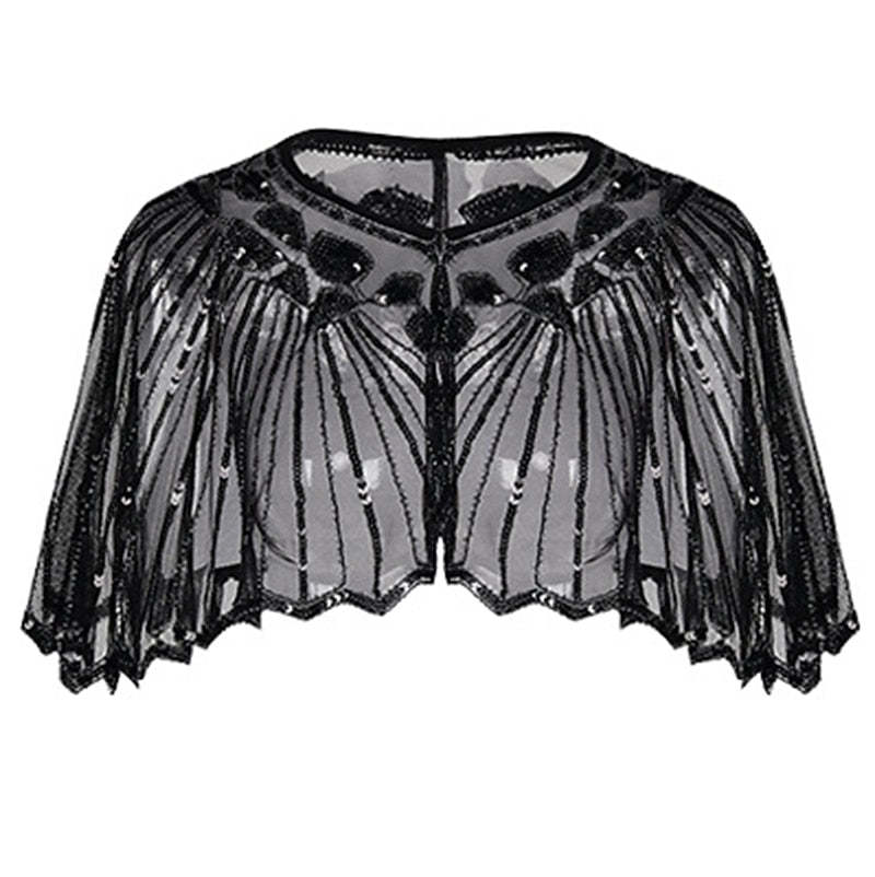 Evening Cape Shawl with Sequin Beads from the 1920s