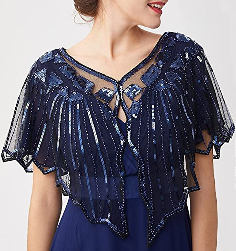 Evening Cape Shawl with Sequin Beads from the 1920s