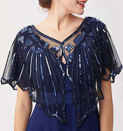 Evening Cape Shawl with Sequin Beads from the 1920s