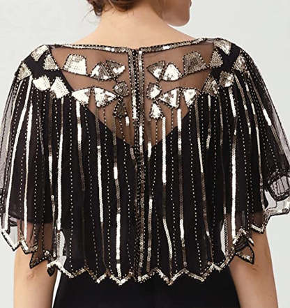 Evening Cape Shawl with Sequin Beads from the 1920s