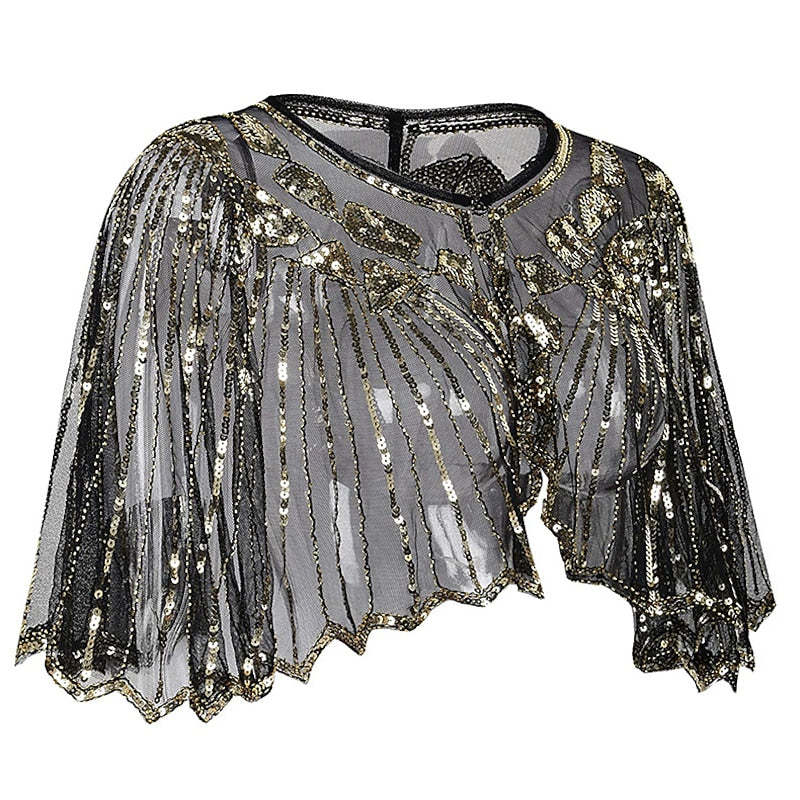 Evening Cape Shawl with Sequin Beads from the 1920s